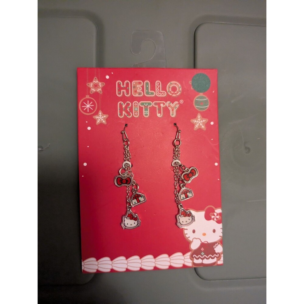 Christmas Hello Kitty Pierced Earrings Sanrio New with Tags